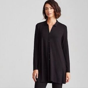 EILEEN FISHER Classic Collar Tunic In Black Size MED